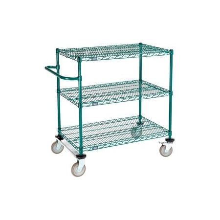 Gec Nexel 3 Shelf Cart, Poly-Green, 36"L x 24"W x 40"H, Polyurethane Rigid Casters SC2436RG3